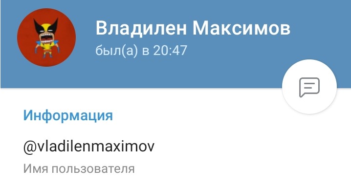 Контакт Владилена Максимова в телеграмм