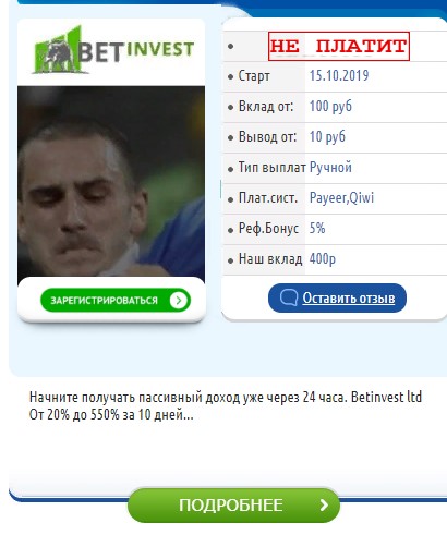 betinvest.ltd на сервис invest-monitor.com
