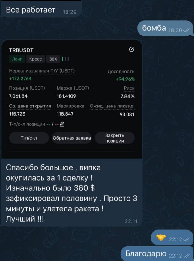 Фейковый отзыв подписчика ТГ-канала 2trade Kirill Sobolev