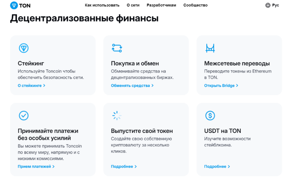 Применение Toncoin