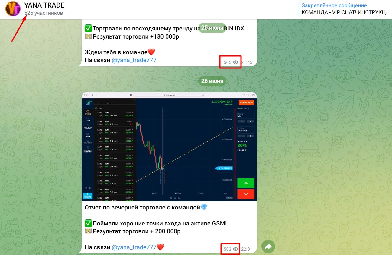 Количество подписчиков канала YANA TRADE