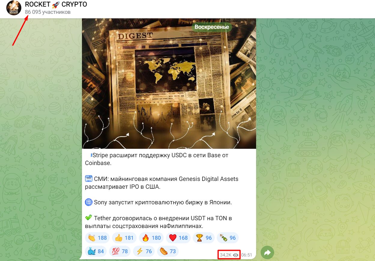 ROCKET CRYPTO активность подписчиков
