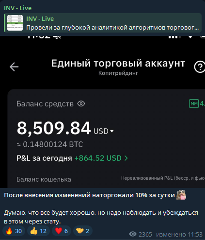 Статистика по торговым каналам на INV - Live