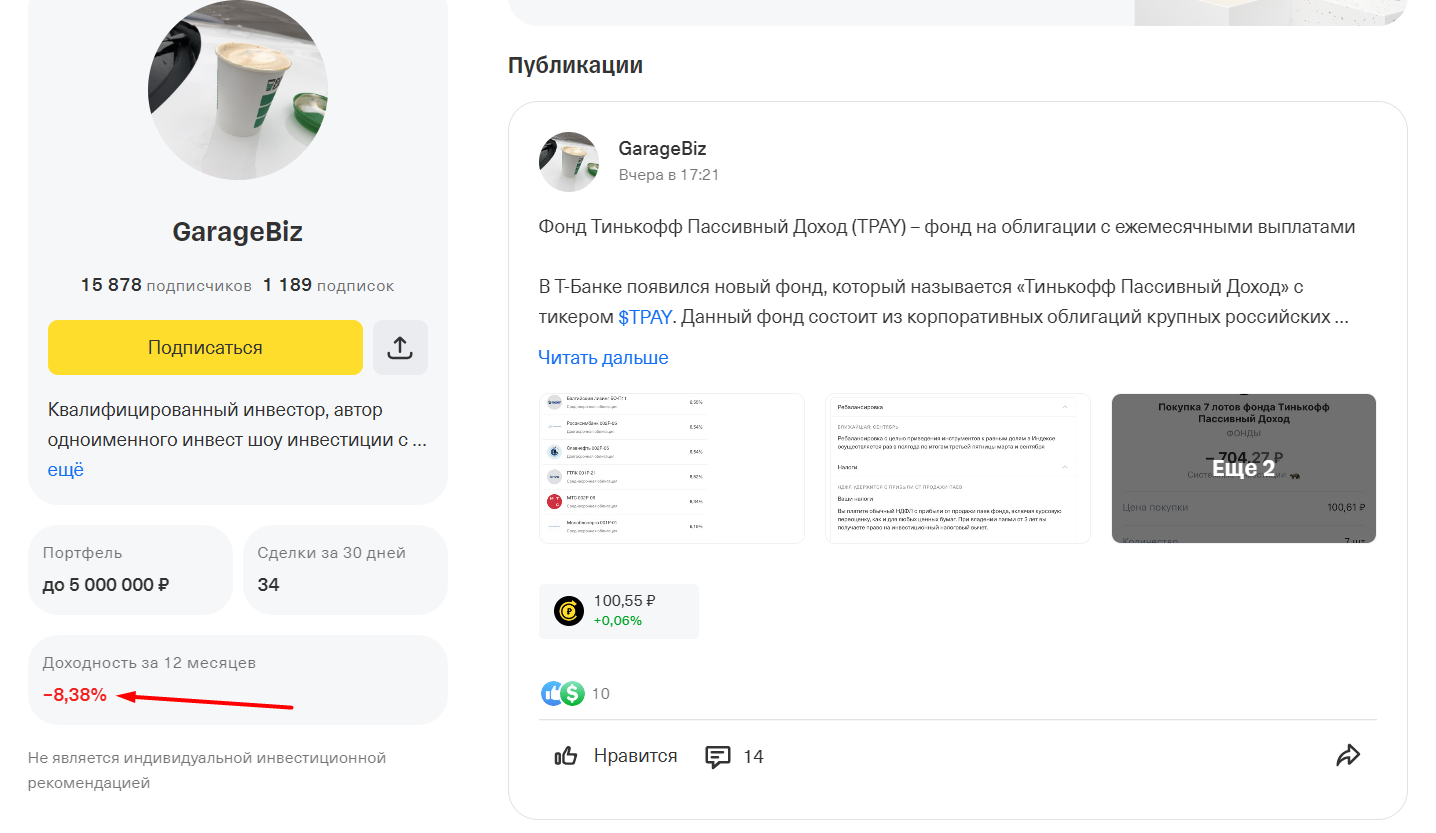 Доходность на GarageBiz