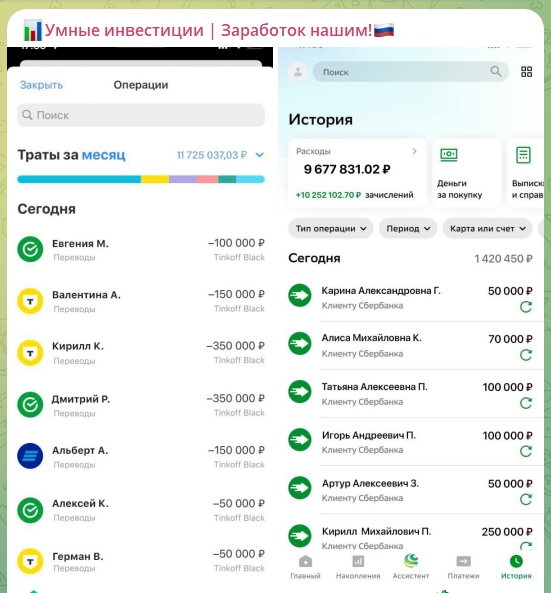 Отчеты по выплатам с канала ТГ Умные инвестиции