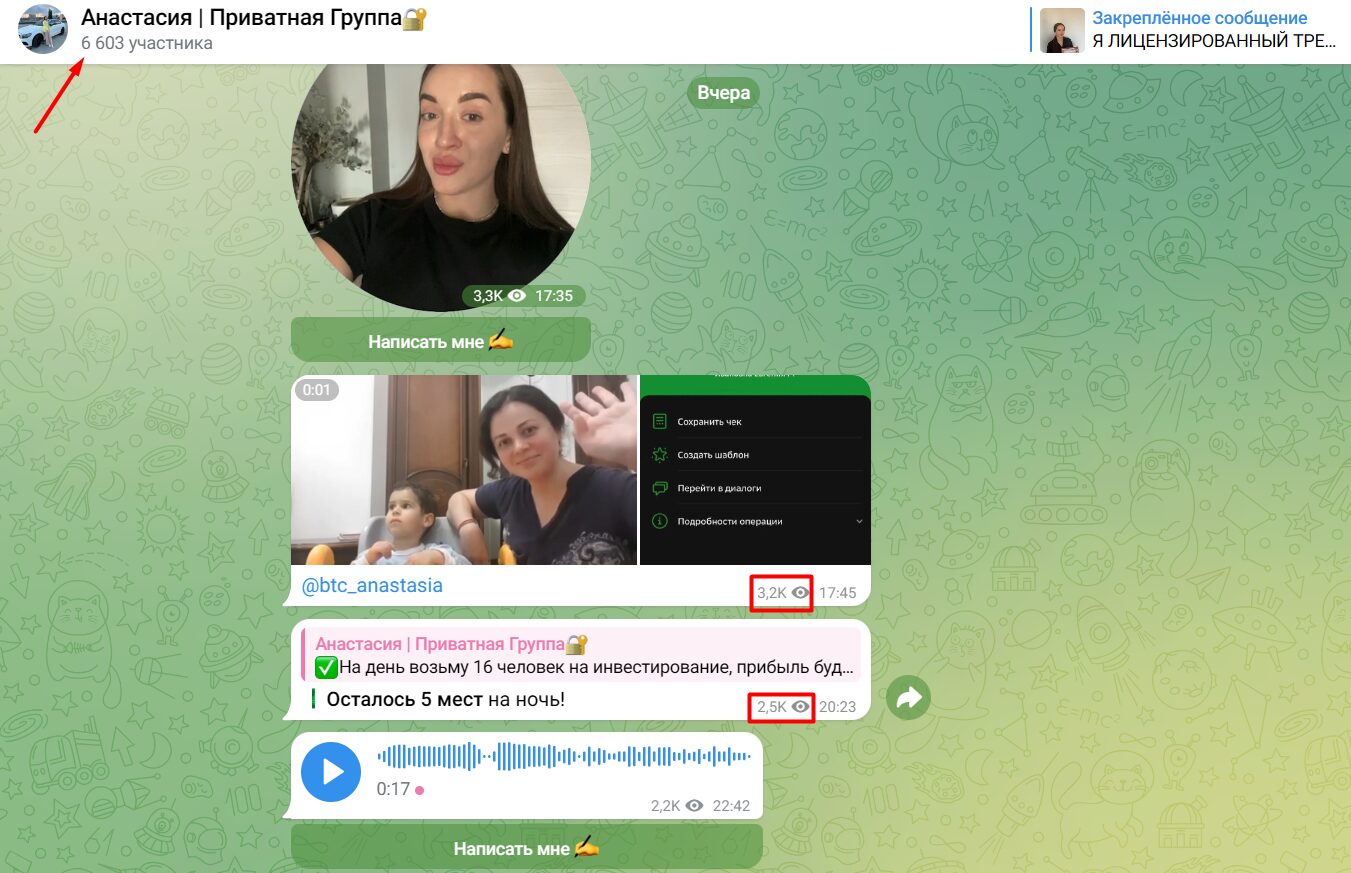 Анастасия Приватная Группа активность участников