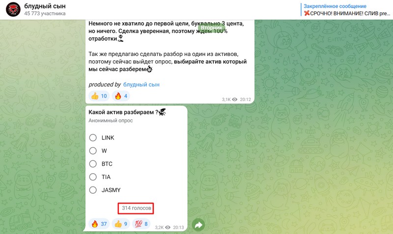 Опросы на канале Блудный Сын