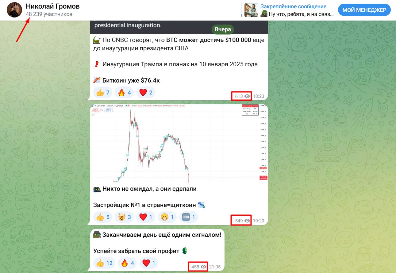 Активность подписчиков канала Николай Громов