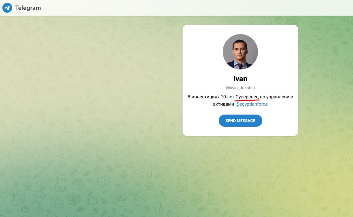 Иван Докшин Личная страница инвестора в телеграмм