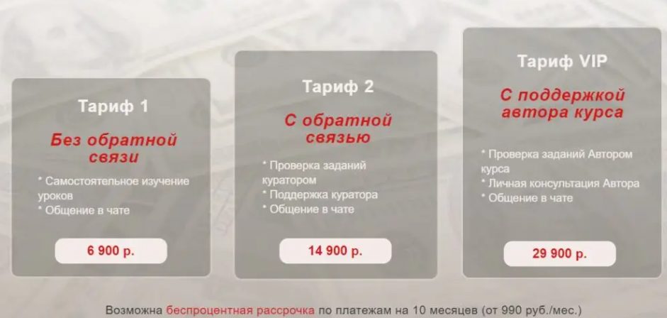 Инвестирование с Еленой Мельник Тарифные планы