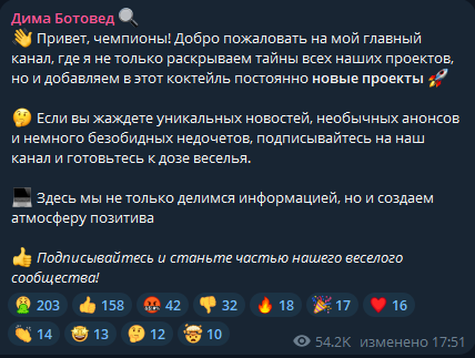 Обзор ТГ-канала Дима Ботовед